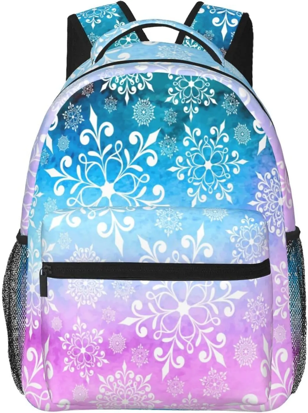 Purple Blue Snowflake Christmas Casual Backpack Travel Laptop Backpacks Lightweight Daypack Large Capacity Rucksack Notebook Bags Business Work Bag for Yoga Beach Hiking