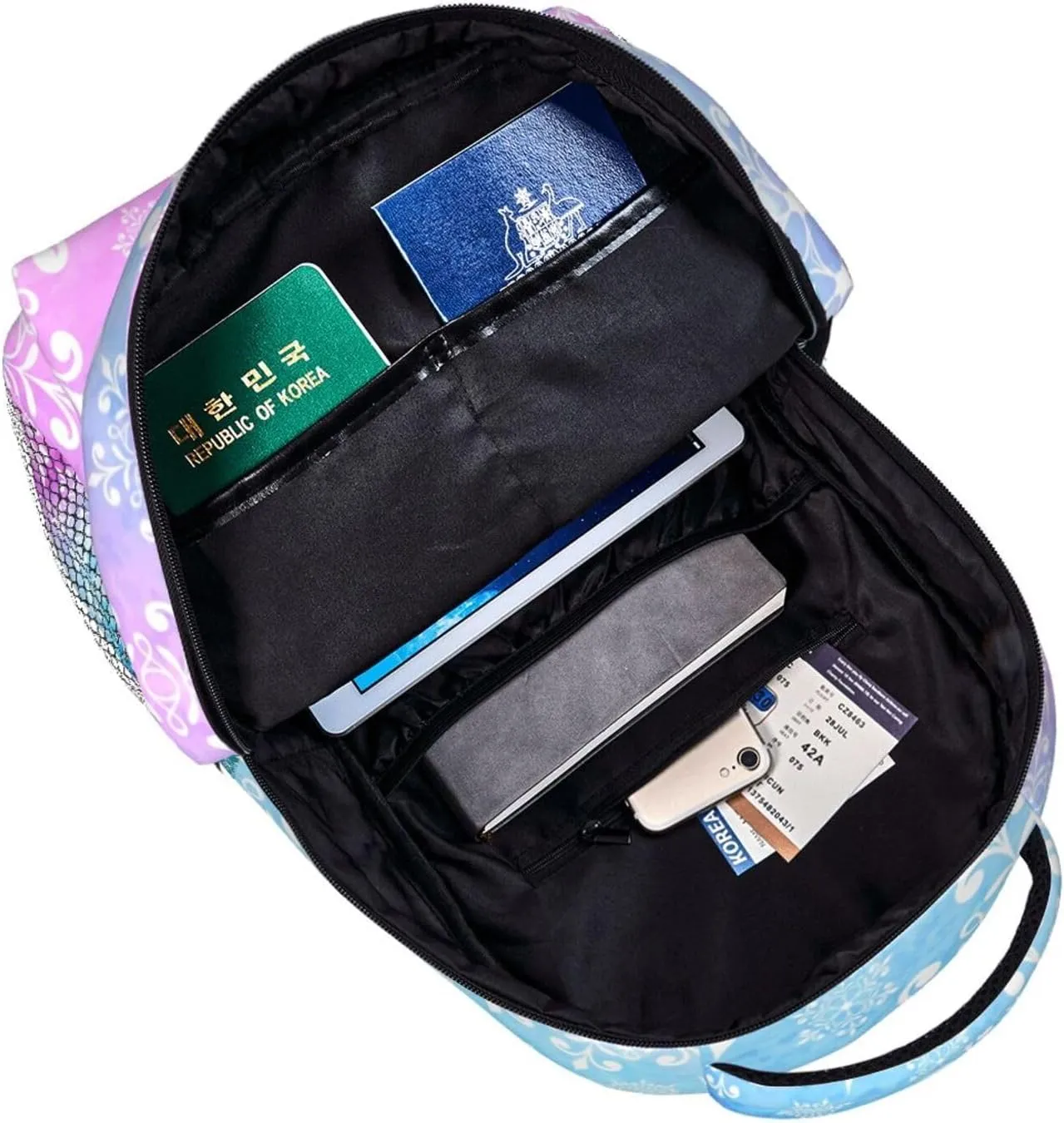 Purple Blue Snowflake Christmas Casual Backpack Travel Laptop Backpacks Lightweight Daypack Large Capacity Rucksack Notebook Bags Business Work Bag for Yoga Beach Hiking