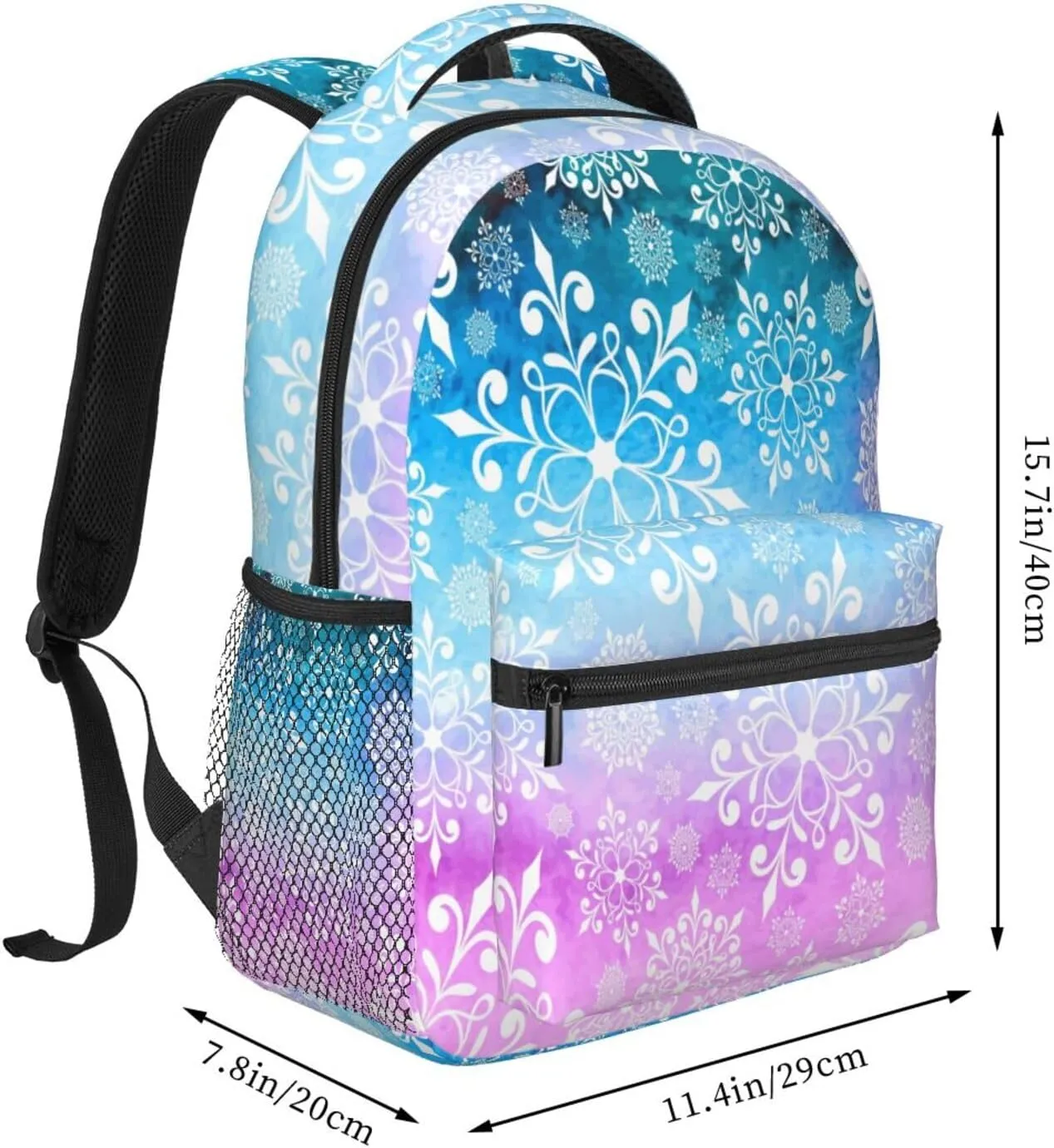 Purple Blue Snowflake Christmas Casual Backpack Travel Laptop Backpacks Lightweight Daypack Large Capacity Rucksack Notebook Bags Business Work Bag for Yoga Beach Hiking