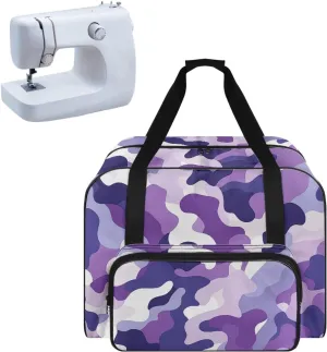Purple Camo Sewing Machine Handbag Two Way Zipper Carrying Travel Storage Carrier Sewing Bag with Handle Sewing Box Storage Bag Compatible with Most Standard Singer, Brother