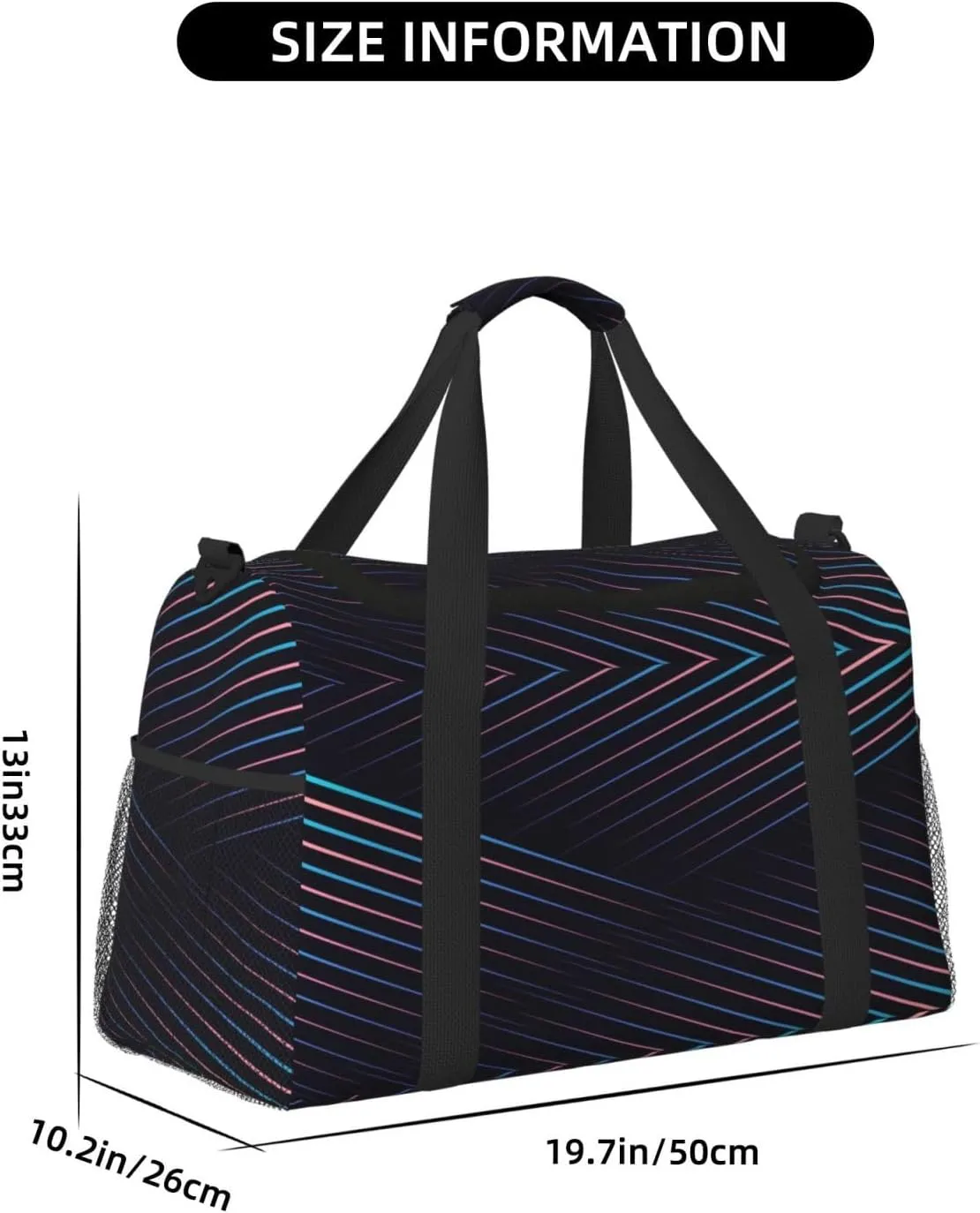 Purple Electric Blue Lines Travel Duffel Bag Large Foldable Waterproof Overnight Bag For Beach Swim Bags Pool Sports Gym