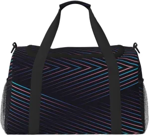Purple Electric Blue Lines Travel Duffel Bag Large Foldable Waterproof Overnight Bag For Beach Swim Bags Pool Sports Gym