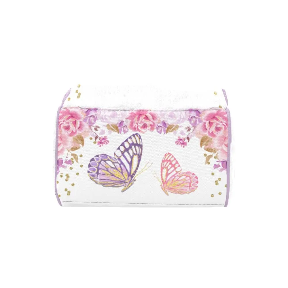 Purple Flower Butterfly Diaper Bags Backpack with Name Personalized Baby Bag Nursing Nappy Bag Travel Tote Bag Gifts