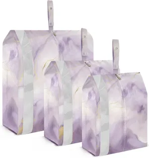 Purple Marble Travel Storage Bag with Lanyard - Portable Lightweight Classified Storage Bag with Zipper, Dust and Waterproof Travel Packing Cube for Suitcase,3 Pieces