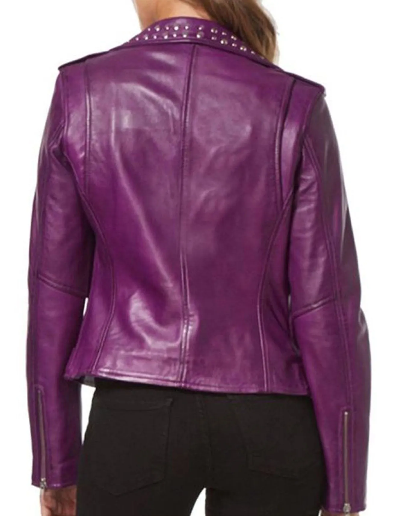 Purple Studded Biker Jacket