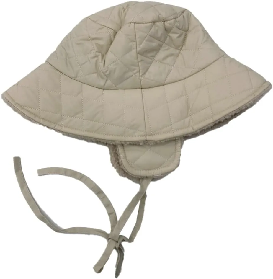 Quilted Bucket Hat Winter Warm Hat for Woman Down Padding Bucket Cap Fishing Hat Thick Plush Earflap Fisherman Bucket Hats