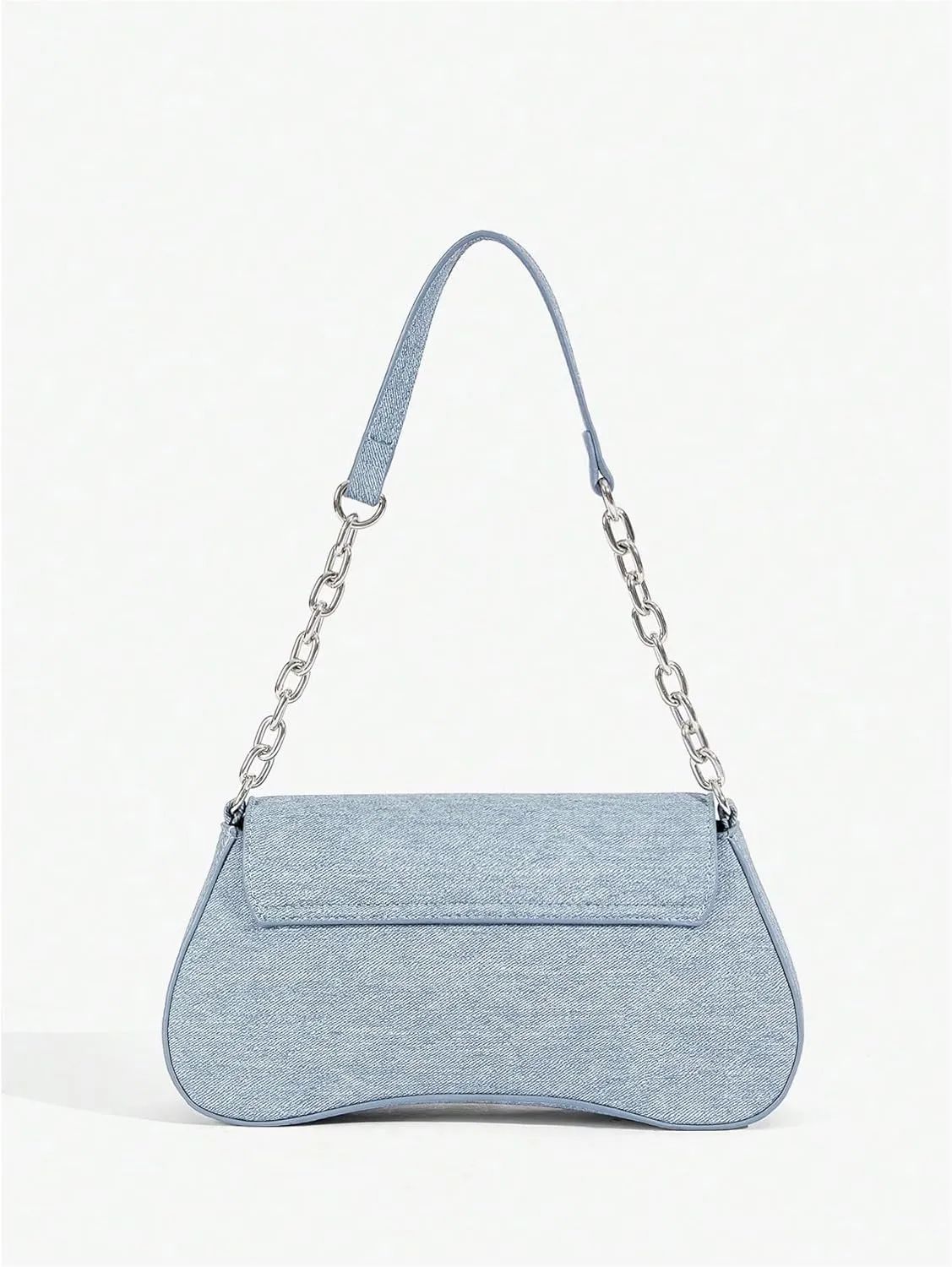 QWINEE Women's Y2K Studded Denim Shoulder Bag Flap Chain Strap Small Underarm Purse Street Handbags