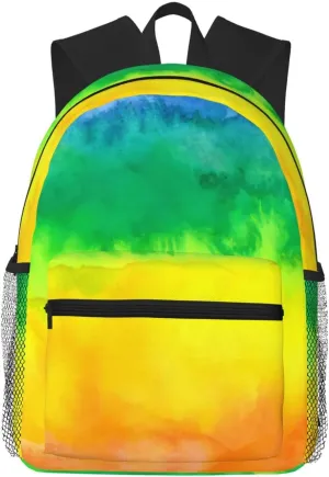 Rain-Bow Water-Color Wash Lightweight Packable Backpack Travel Casual Hiking Daypack Foldable Backpack For Men Women