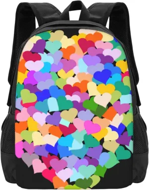 Rainbow Heart Confetti Lightweight Packable Backpack Travel Casual Large Capacity Daypack Foldable Backpack For Men Women