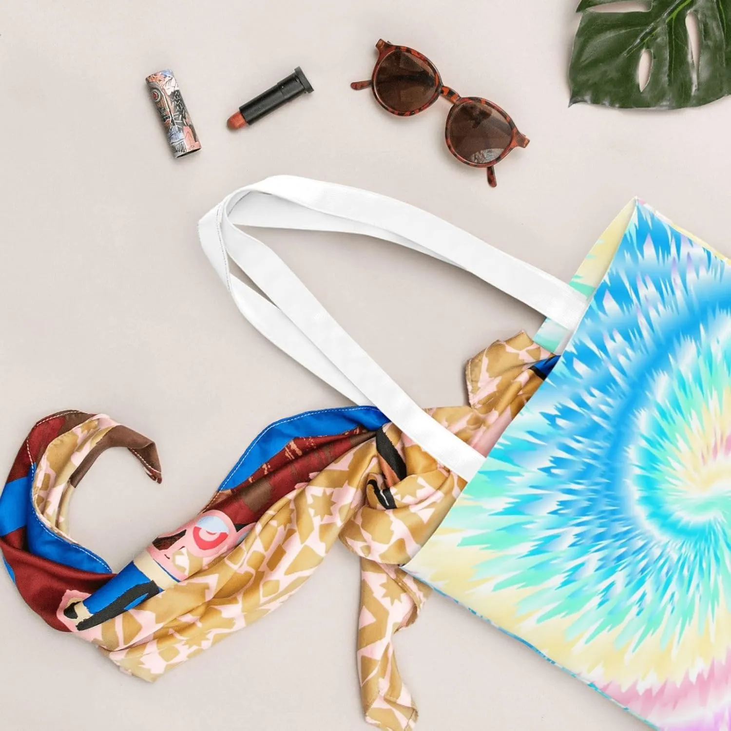 Rainbow Tie Dye Tote Bag Reusable Shoulder Tote Bag For Women Lady Vacation, Shopping, Work