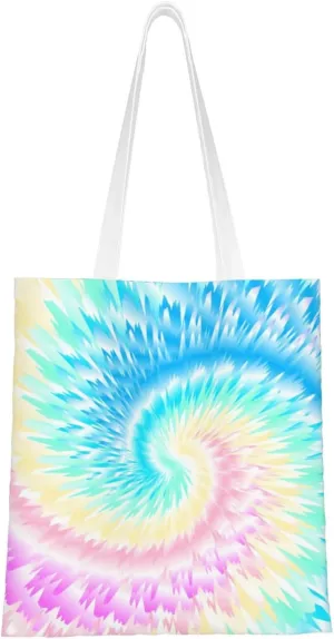Rainbow Tie Dye Tote Bag Reusable Shoulder Tote Bag For Women Lady Vacation, Shopping, Work