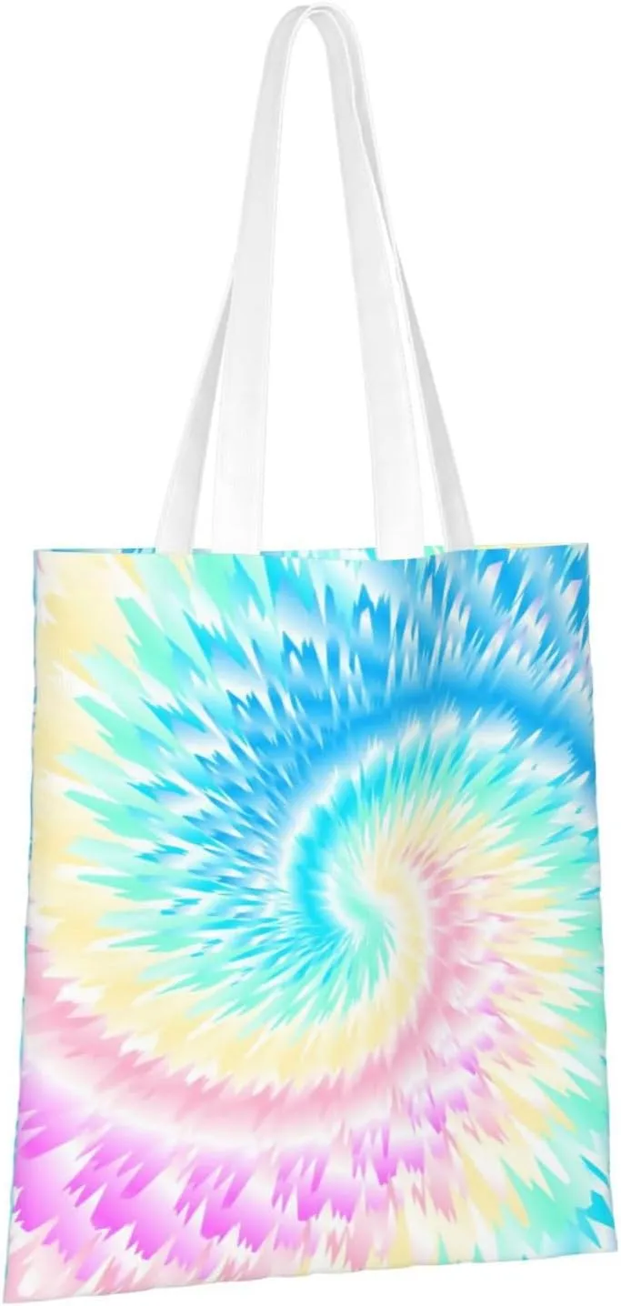 Rainbow Tie Dye Tote Bag Reusable Shoulder Tote Bag For Women Lady Vacation, Shopping, Work