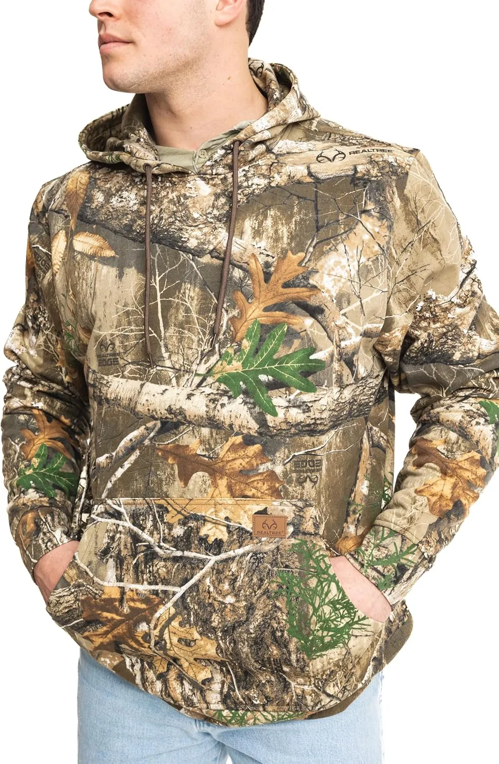 Realtree Men's Camo Fleece Hoodie | Poly-Cotton Hunting Sweatshirt | Warm Outdoor Pullover with Kangaroo Pocket