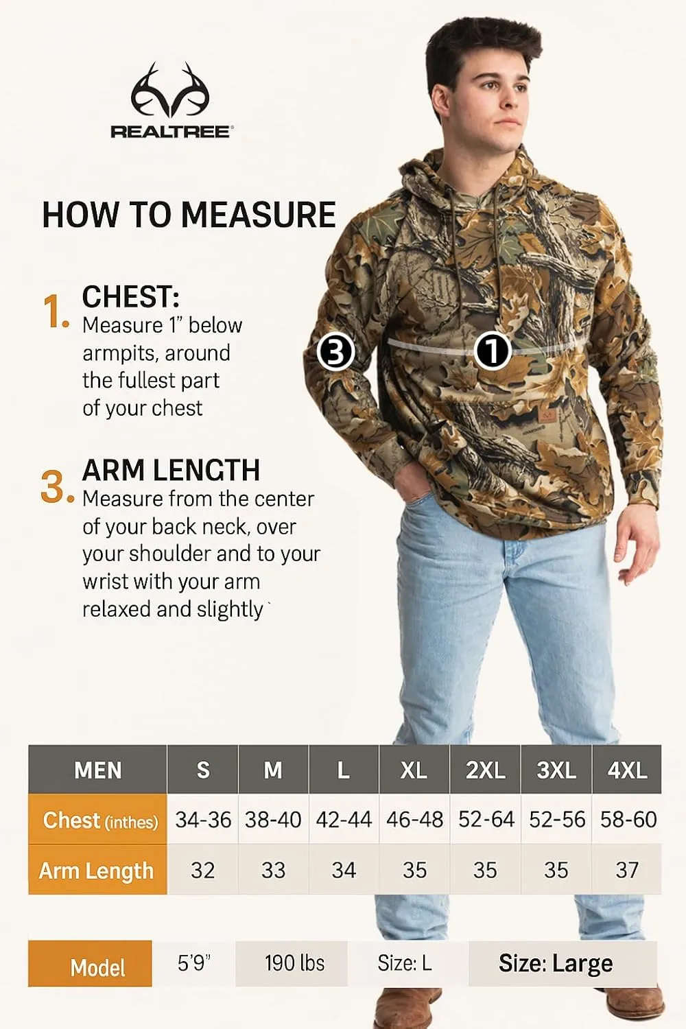 Realtree Men's Camo Fleece Hoodie | Poly-Cotton Hunting Sweatshirt | Warm Outdoor Pullover with Kangaroo Pocket