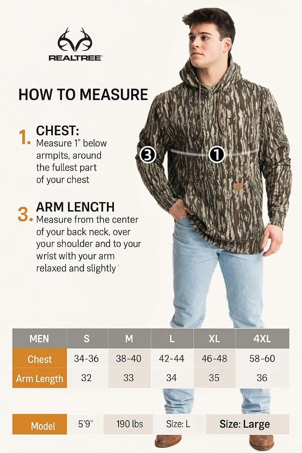 Realtree Men's Camo Fleece Hoodie | Poly-Cotton Hunting Sweatshirt | Warm Outdoor Pullover with Kangaroo Pocket