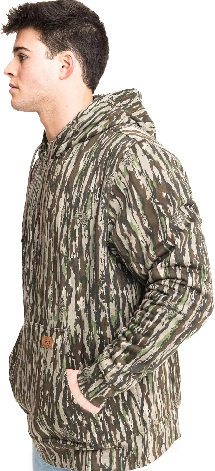 Realtree Men's Camo Fleece Hoodie | Poly-Cotton Hunting Sweatshirt | Warm Outdoor Pullover with Kangaroo Pocket