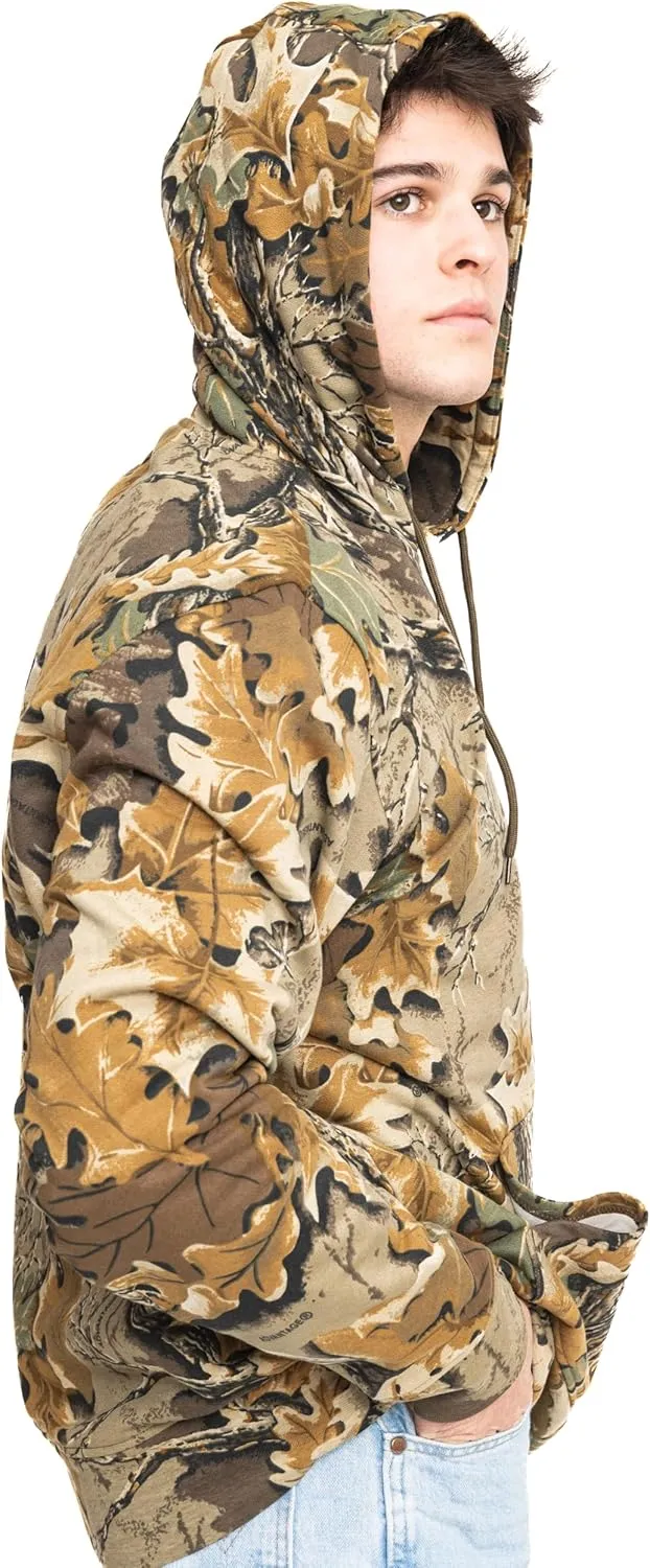 Realtree Men's Camo Fleece Hoodie | Poly-Cotton Hunting Sweatshirt | Warm Outdoor Pullover with Kangaroo Pocket