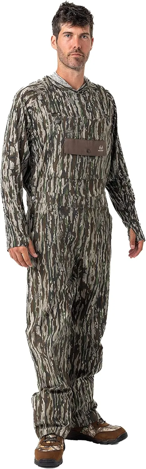 Realtree Men's Camo Hunting Cotton Bib Overalls, All-season Uninsulated Camouflage Bib Overalls for Outdoor Activities