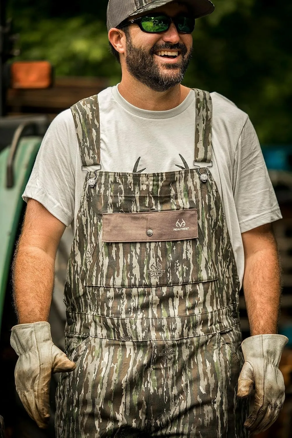 Realtree Men's Camo Hunting Cotton Bib Overalls, All-season Uninsulated Camouflage Bib Overalls for Outdoor Activities