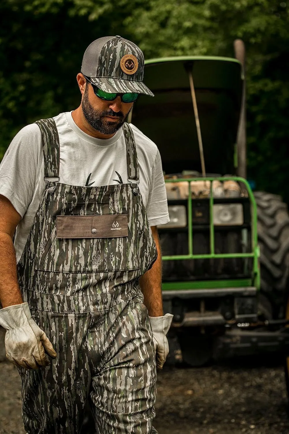Realtree Men's Camo Hunting Cotton Bib Overalls, All-season Uninsulated Camouflage Bib Overalls for Outdoor Activities