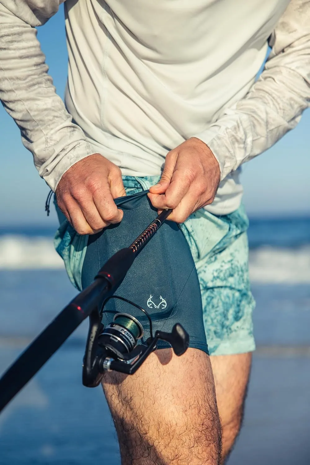 Realtree Men's Camo Lined Shorts Quick Dry Shorts with Zipper Pockets for Running, Fishing and Hiking