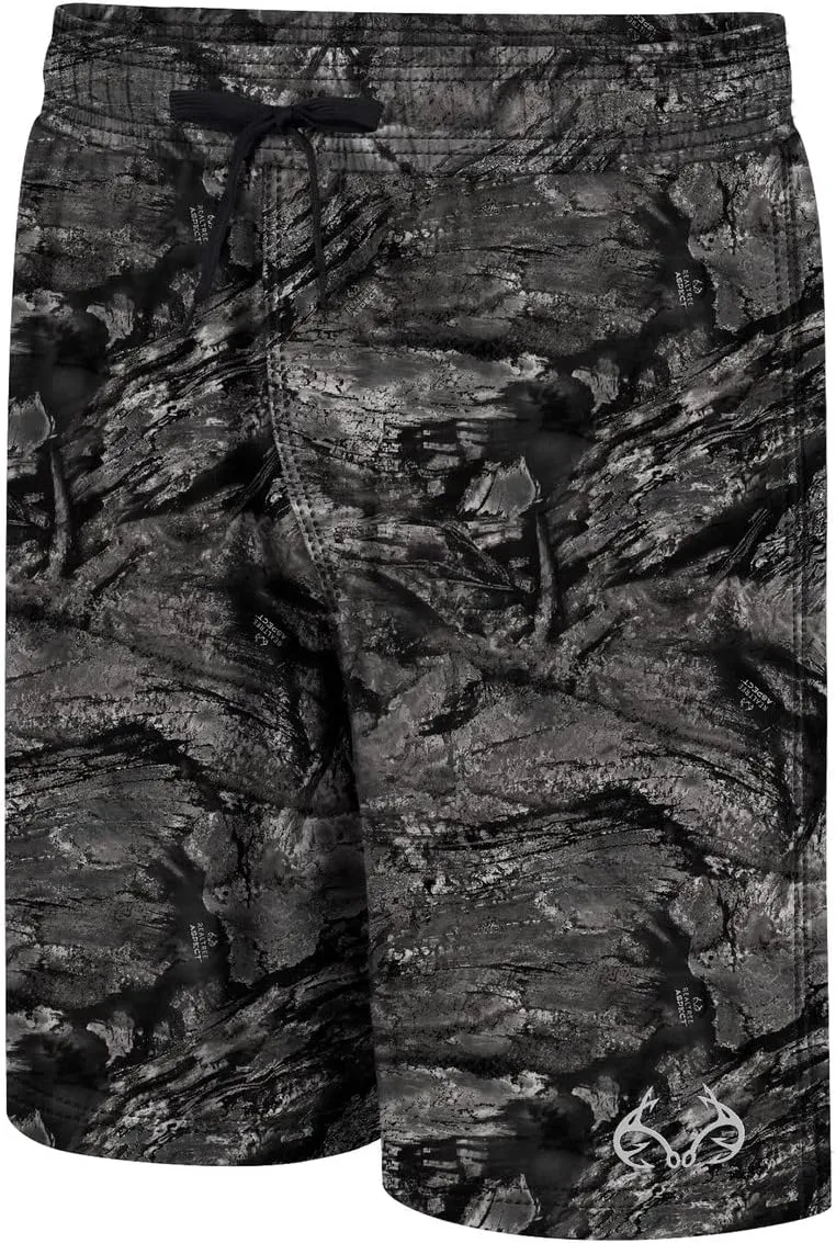 Realtree Men's Fishing Camo Quick Dry 8 Inch Inseam Drawstring Swim Trunks