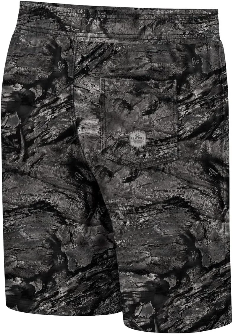 Realtree Men's Fishing Camo Quick Dry 8 Inch Inseam Drawstring Swim Trunks