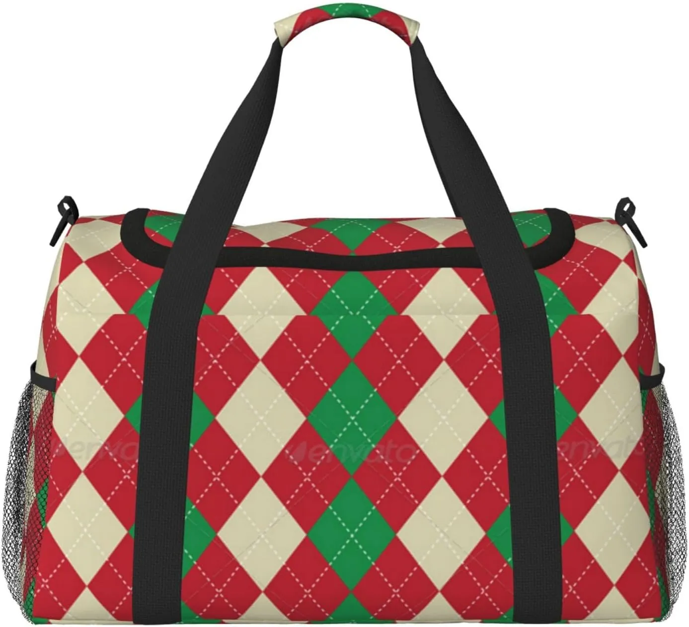 Red And Green Plaid Travel Duffel Bag Large Foldable Waterproof Overnight Bag For Beach Swim Bags Pool Sports Gym