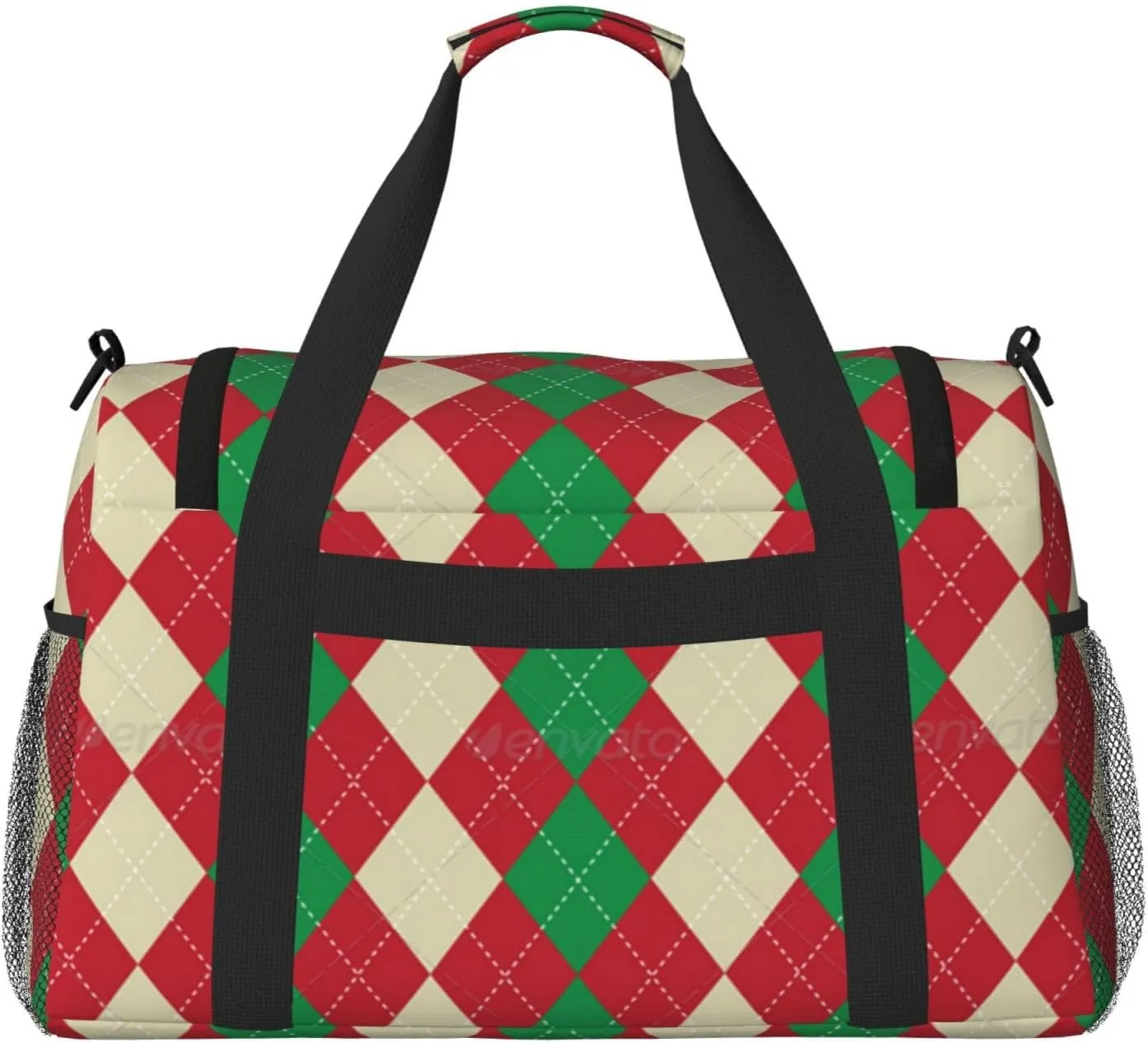 Red And Green Plaid Travel Duffel Bag Large Foldable Waterproof Overnight Bag For Beach Swim Bags Pool Sports Gym