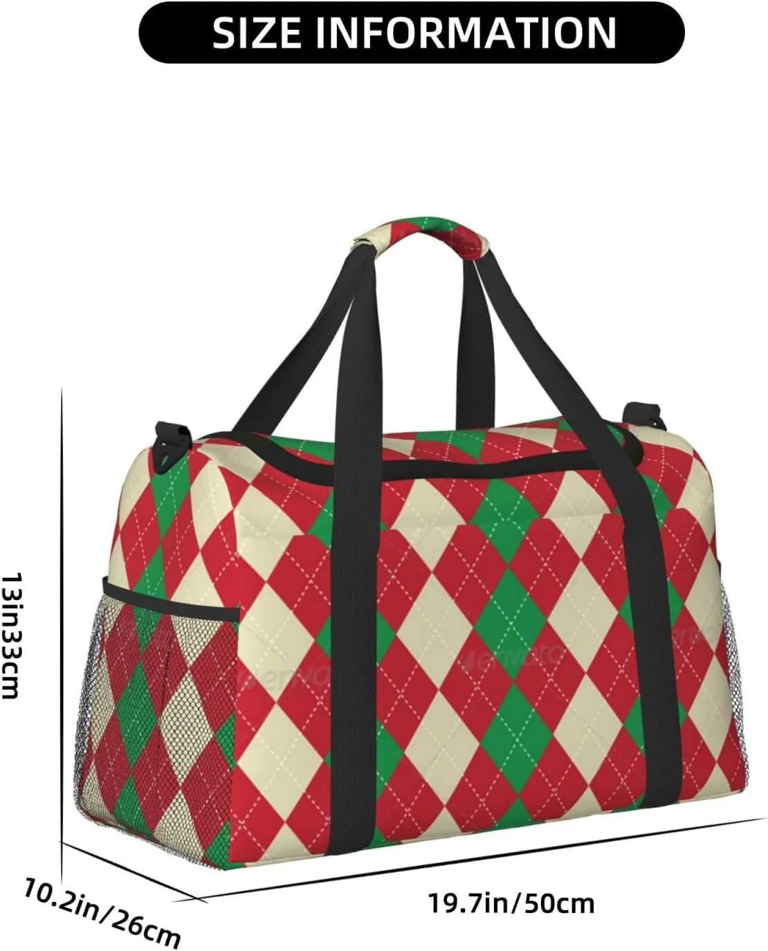 Red And Green Plaid Travel Duffel Bag Large Foldable Waterproof Overnight Bag For Beach Swim Bags Pool Sports Gym