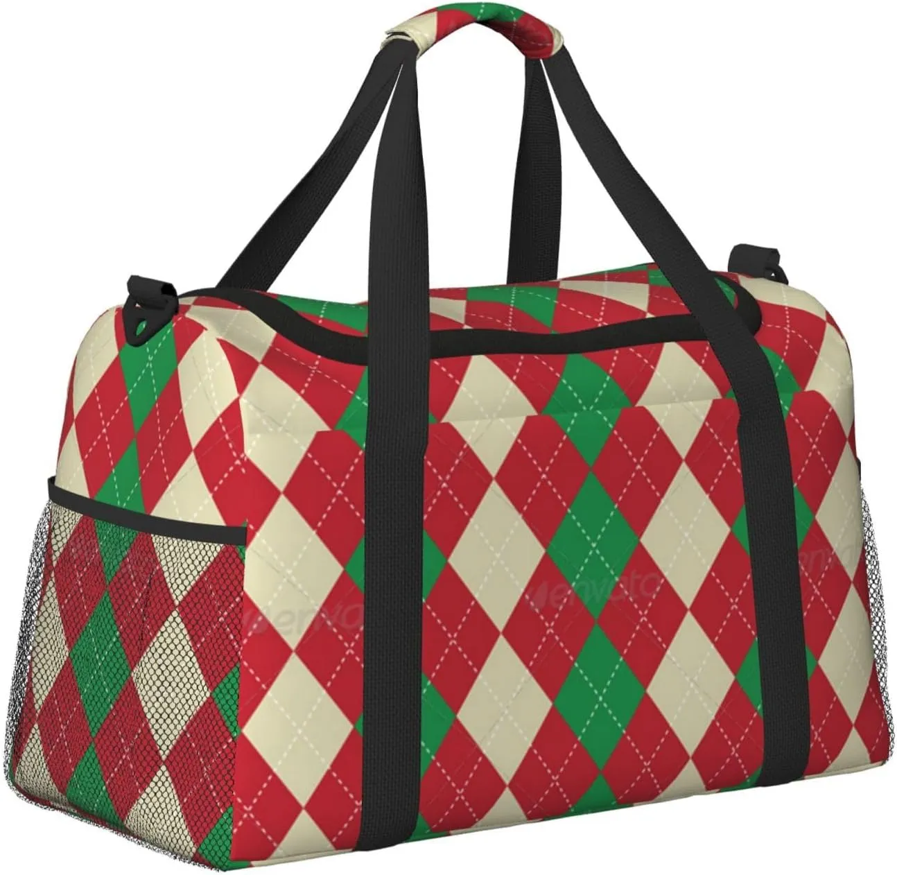 Red And Green Plaid Travel Duffel Bag Large Foldable Waterproof Overnight Bag For Beach Swim Bags Pool Sports Gym