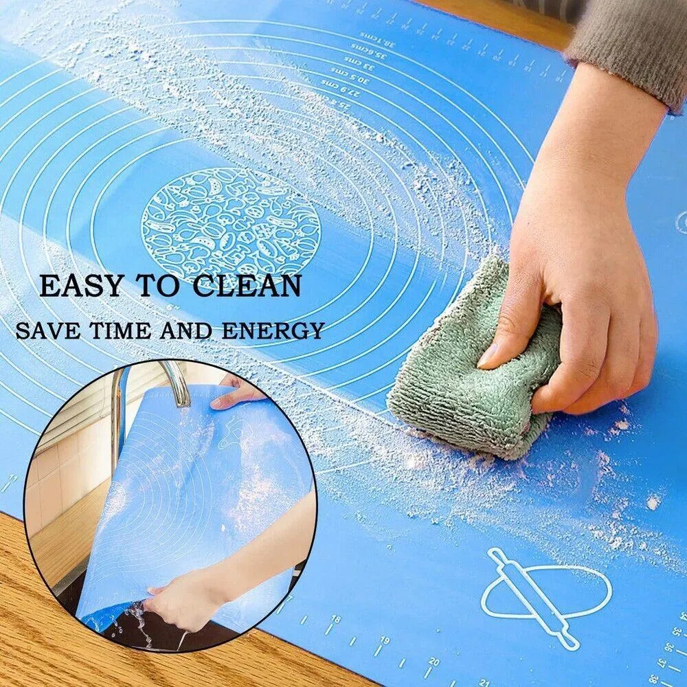 Red Reusable Non-Stick Silicone Rolling Dough Mat Cake Pastry Baking Fondant Sheet