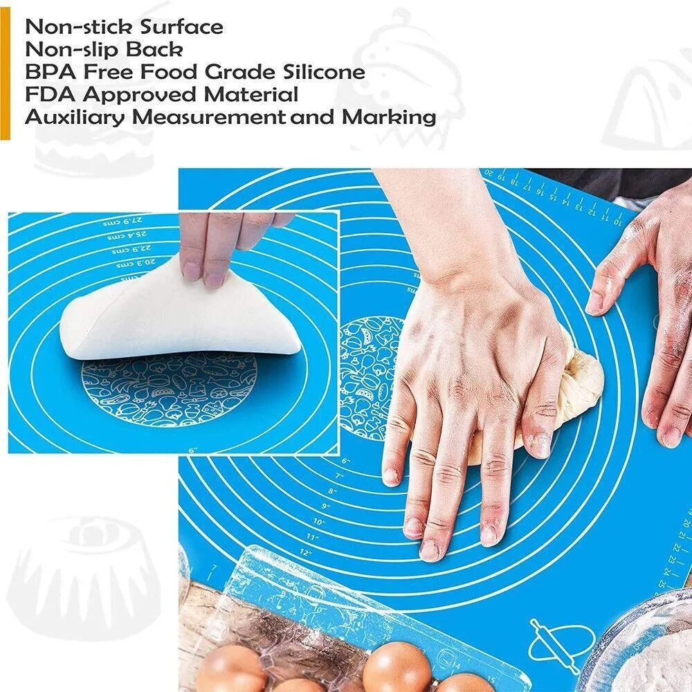 Red Reusable Non-Stick Silicone Rolling Dough Mat Cake Pastry Baking Fondant Sheet