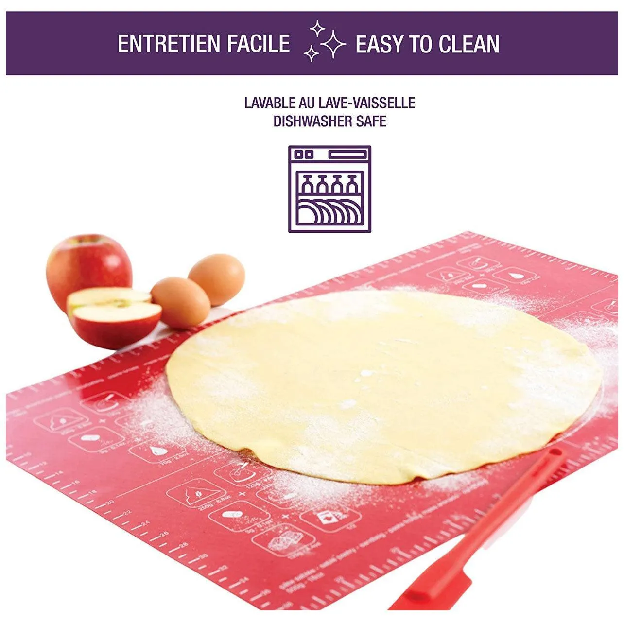 Red Reusable Non-Stick Silicone Rolling Dough Mat Cake Pastry Baking Fondant Sheet