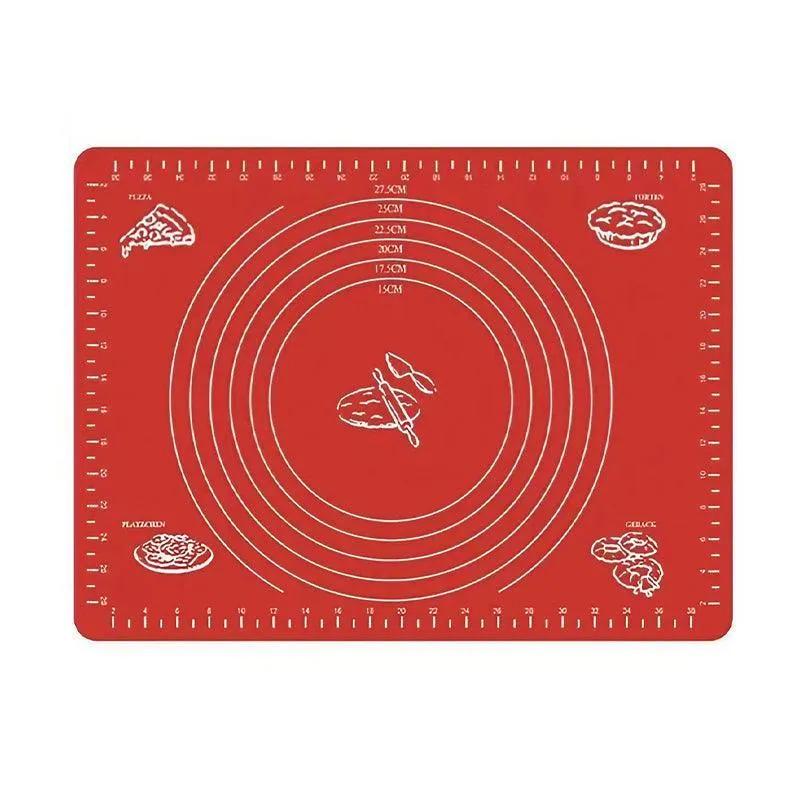 Red Reusable Non-Stick Silicone Rolling Dough Mat Cake Pastry Baking Fondant Sheet