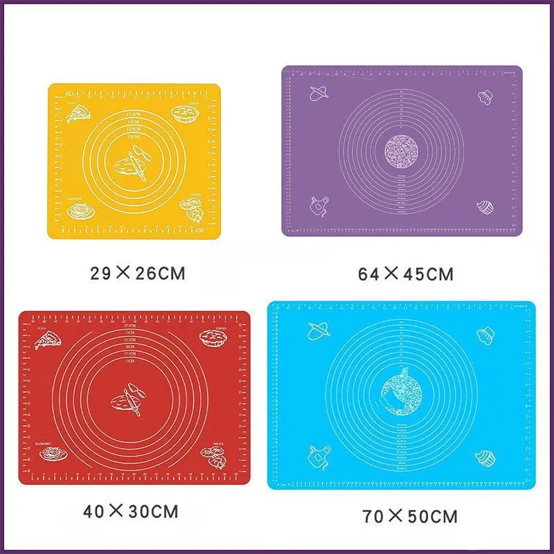 Red Reusable Non-Stick Silicone Rolling Dough Mat Cake Pastry Baking Fondant Sheet
