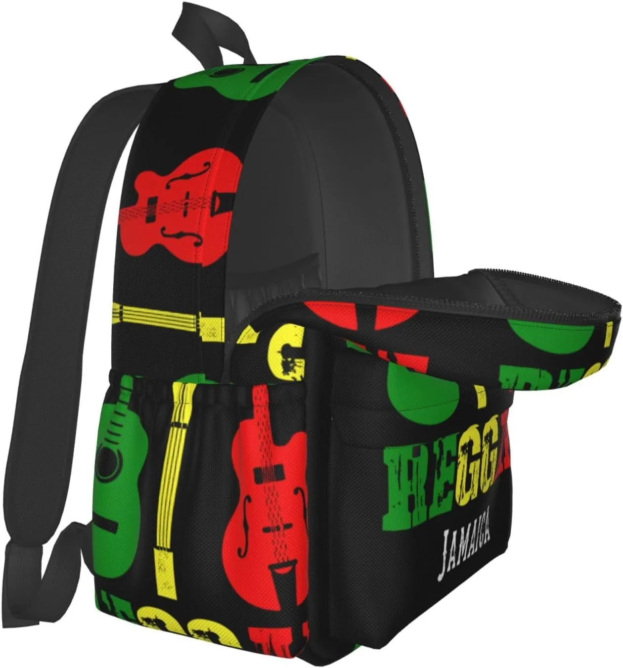Reggae Guitar Jamaican Music Casual Backpacks Large Travel Backpack Laptop Rucksack Sports Daypack Adjustable Strap Bag for Camping Hiking