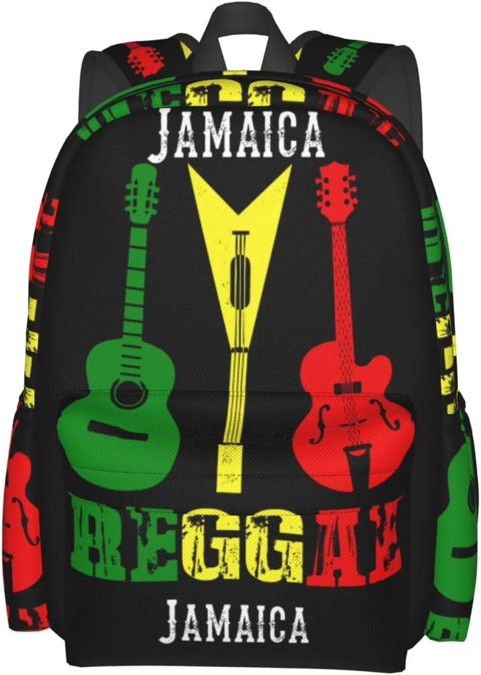 Reggae Guitar Jamaican Music Casual Backpacks Large Travel Backpack Laptop Rucksack Sports Daypack Adjustable Strap Bag for Camping Hiking