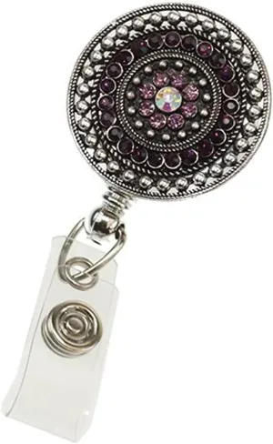 Retractable Badge Holder 32" Fashionable Badge Reels Retractable for Office Workers Teachers Students Nurses with 360° Swivel Alligator Clip Cute Badge Reel (Razzle Dazzle Purple)