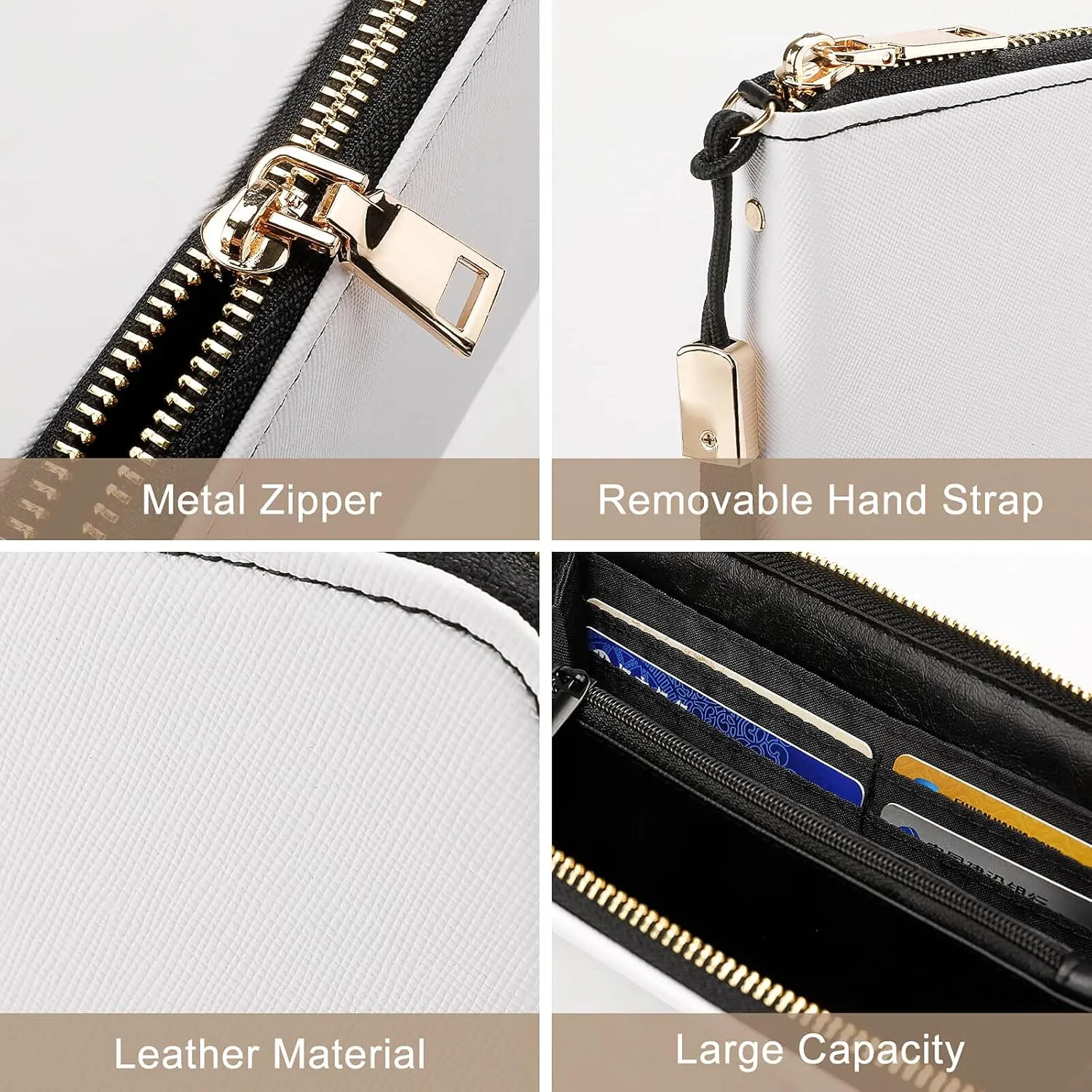 Retro Ancient Egypt Egyptian Temples Gods and Pharaohs Murals Long Clutch Wallet, Long Handbag with Removable Wristlet Strap, PU Leather Zip Purse, Credit Pass Case Card-Holder for Men Women
