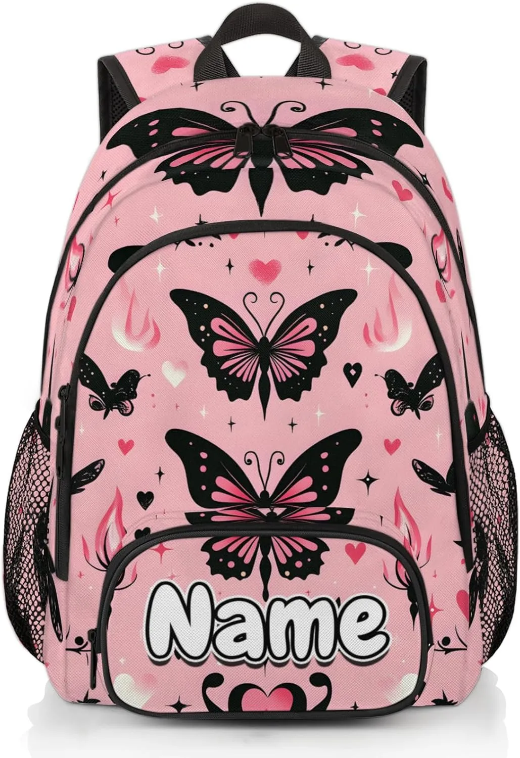 Retro Butterfly Large Custom Backpack with Name Lightweight Personalized Shoulder Bag Backpack for Women Men Waterproof Casual Daypack Laptop Bag 16.7in