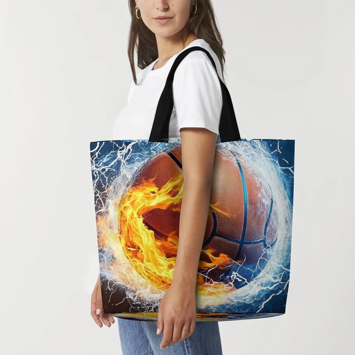 Reusable Grocery Bag for Women, Portable Large Shopping Storage Bag Casual Shoulder Handbags