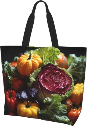 Reusable One Shoulder Shopping Bag, Fresh Cabbage Women One Shoulder Casual Tote Bag, Multipurpose Large Shopping Bag