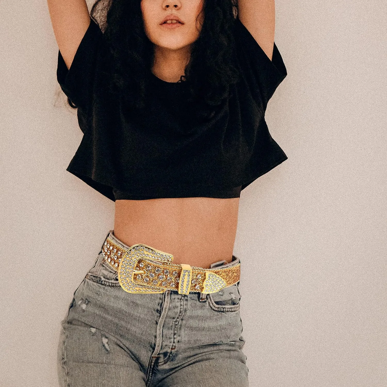 Rhinestone Belt - Shining Diamond Studded Belt for Men & Women - Cowgirl Cowboy Punk Y2K Style