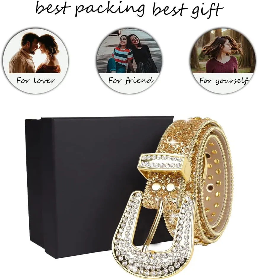 Rhinestone Belt - Shining Diamond Studded Belt for Men & Women - Cowgirl Cowboy Punk Y2K Style