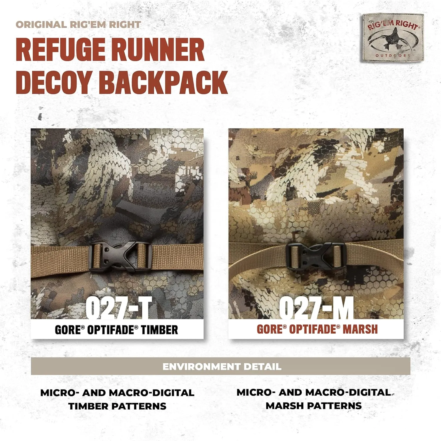 Rig'Em Right Waterfowl Refuge Runner Decoy Duck Hunting Backpack with Deluxe Padded Backrest and Shoulder Straps (Gore Optifade Marsh Camo)