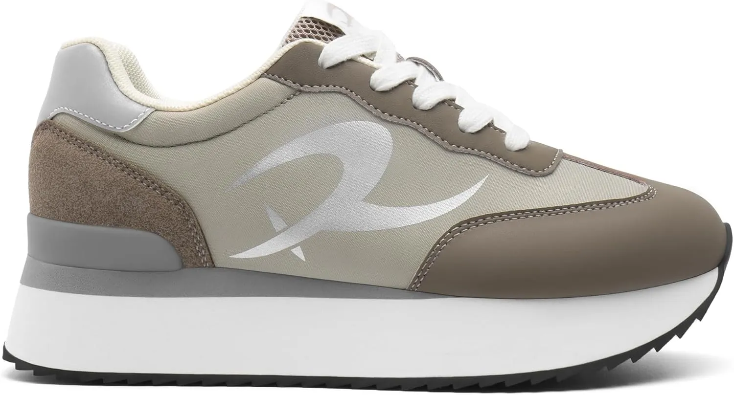 Rihero Women's Platform Sneakers Casual Lace Up Non Slip Tennis Walking Shoes Comfortable Lightweight Chunky Fashion Sneakers