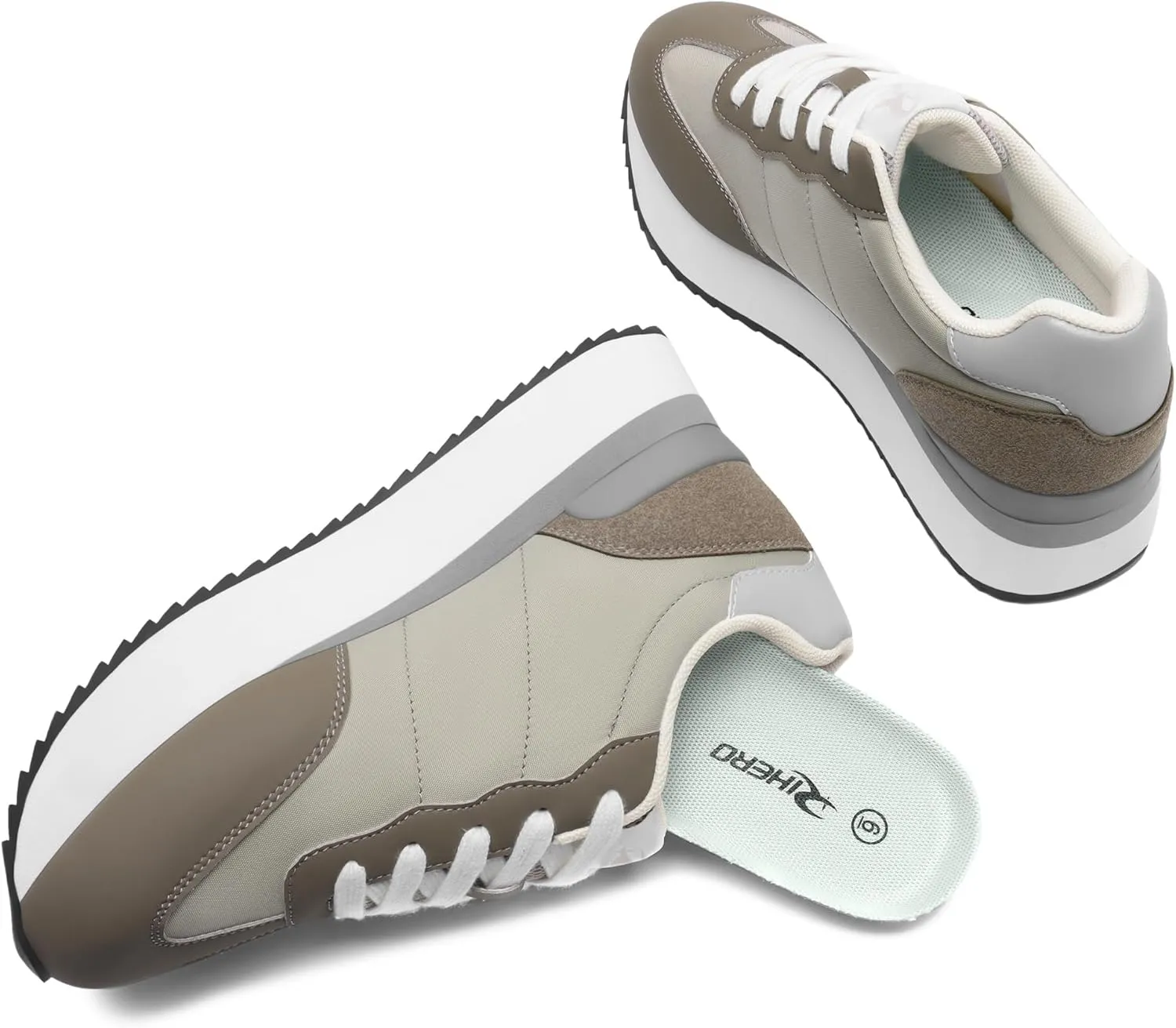 Rihero Women's Platform Sneakers Casual Lace Up Non Slip Tennis Walking Shoes Comfortable Lightweight Chunky Fashion Sneakers