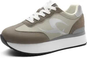 Rihero Women's Platform Sneakers Casual Lace Up Non Slip Tennis Walking Shoes Comfortable Lightweight Chunky Fashion Sneakers