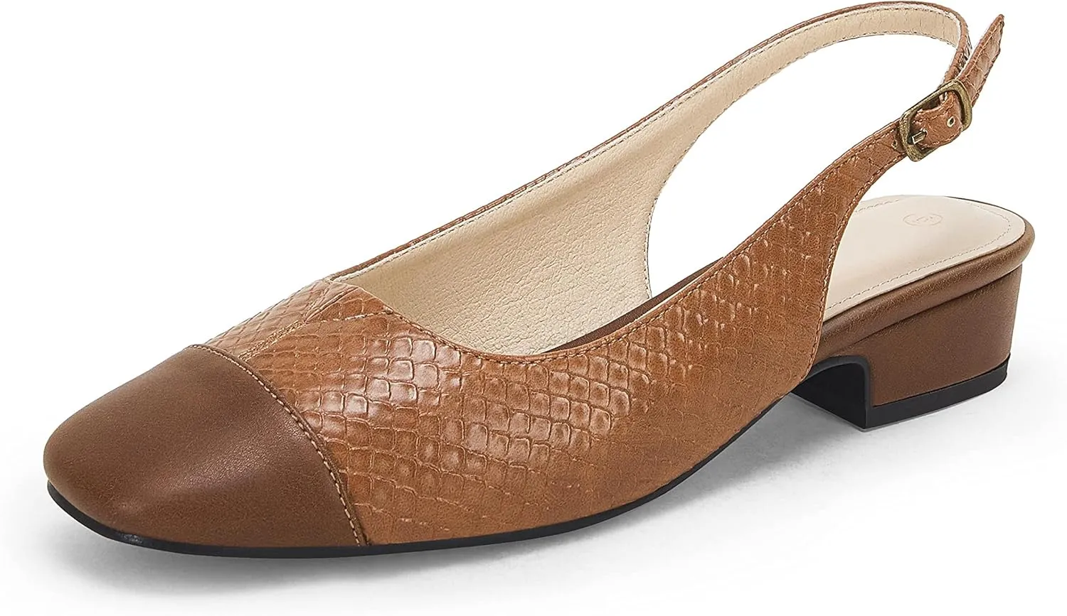 Rilista Women's Slingback Low Heels Closed Toe Chunky Block Heel Comfortable Office Dress Pumps Shoes